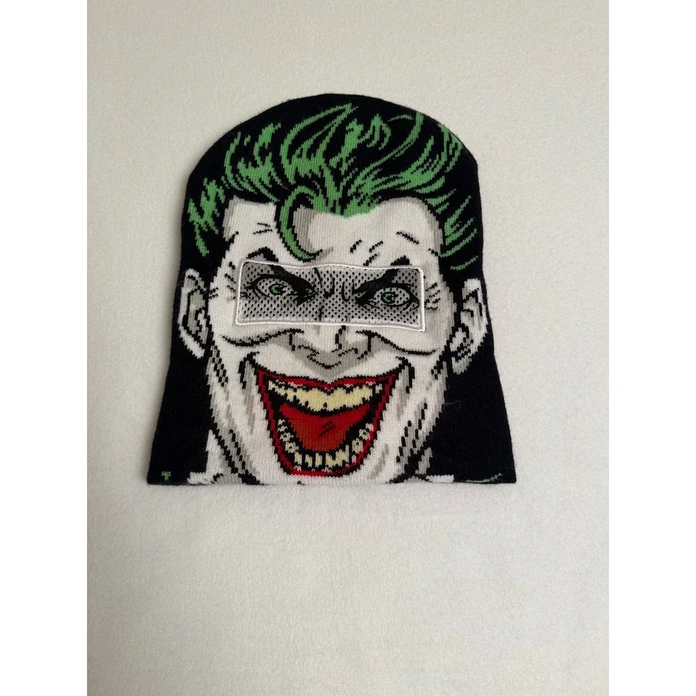 DC Comics The Joker Beanie Hat Purple Knit Mask Mesh Eyes Batman Villain HLY1599